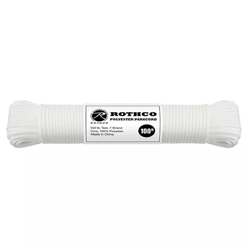 ROTHCO šňůra PARACORD polyester 550LB ø 4 mm / 30 m BÍLÁ