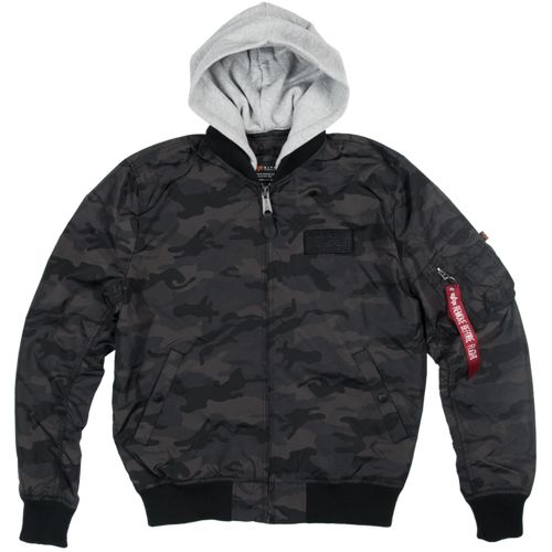 Alpha Industries Bunda  MA-1 TT Hood black camo XS