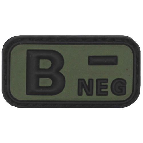Nášivka gumová 3D: Krevní skupina B NEG [50x25] olivová