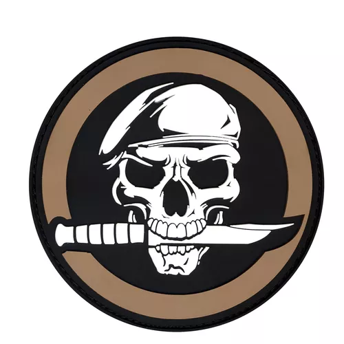 ROTHCO nášivka MILITARY SKULL WITH KNIFE velcro COYOTE