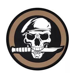 ROTHCO nášivka MILITARY SKULL WITH KNIFE velcro COYOTE