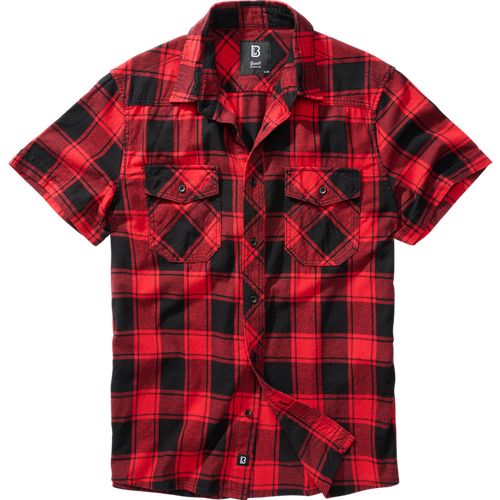 Brandit Košile Checkshirt Halfsleeve červená | černá XL