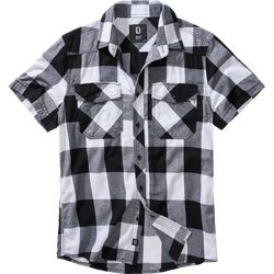 Brandit Košile Checkshirt Halfsleeve bílá | černá XL
