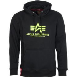 Alpha Industries Mikina  Basic Hoody černá | neon yellow L