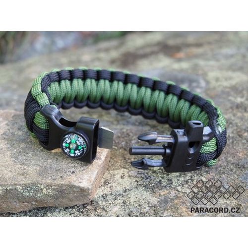 Náramek Paracord NAVIGATOR II. černá | zelená L